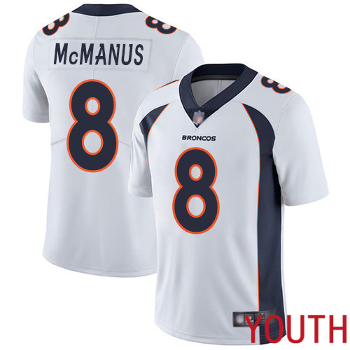 Youth Denver Broncos #8 Brandon McManus White Vapor Untouchable Limited Player Football NFL Jersey